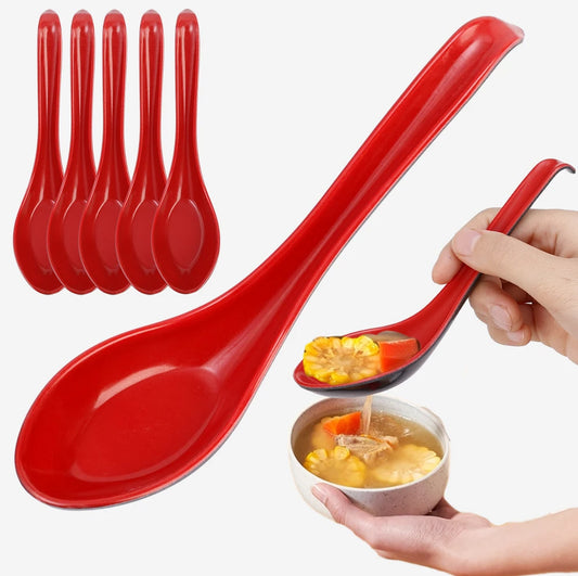 1/5/10pcs Plastic representation of traditional Porcelain Spoons for Japanese Rice, Dumplings, Porridge,Soup.