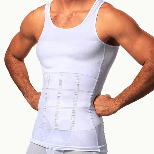 Mens Body Shaper,  Slimming Compression Vest and undershirt,   Seamless Waist Trainer,  Tank Top for Belly Control.