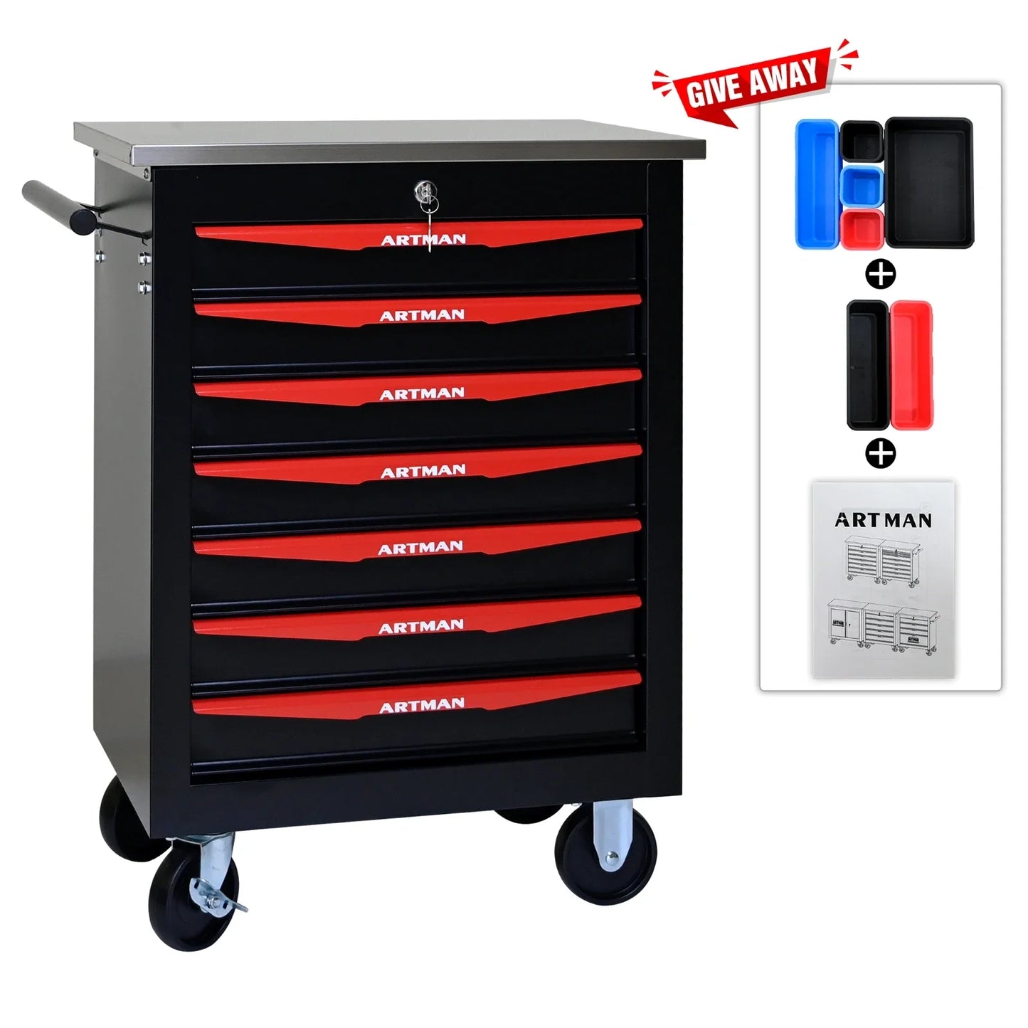 7 Drawer Rolling Tool Box Hardware Storage