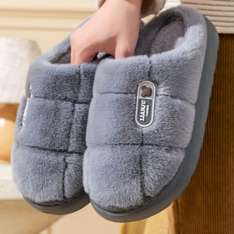 Big Size (50 51) Winter Slippers  for Women and Men. Thick Sole Indoor,  Non-Slip Flat Platform.