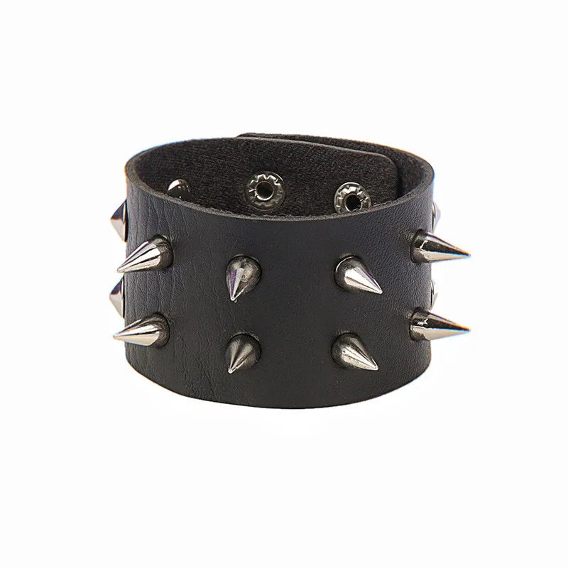 PU Leather Bracelets, Adjustable Cuff Bracelet/ Rivets/Buckle Wristband for Men /Women