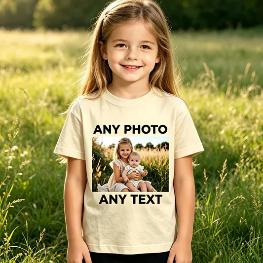Custom Kids T-Shirt, Blank Drawing Shirt for Personalized Design, Logo/ Photo or Text. Childrens, Boy /Girl Art Shirt