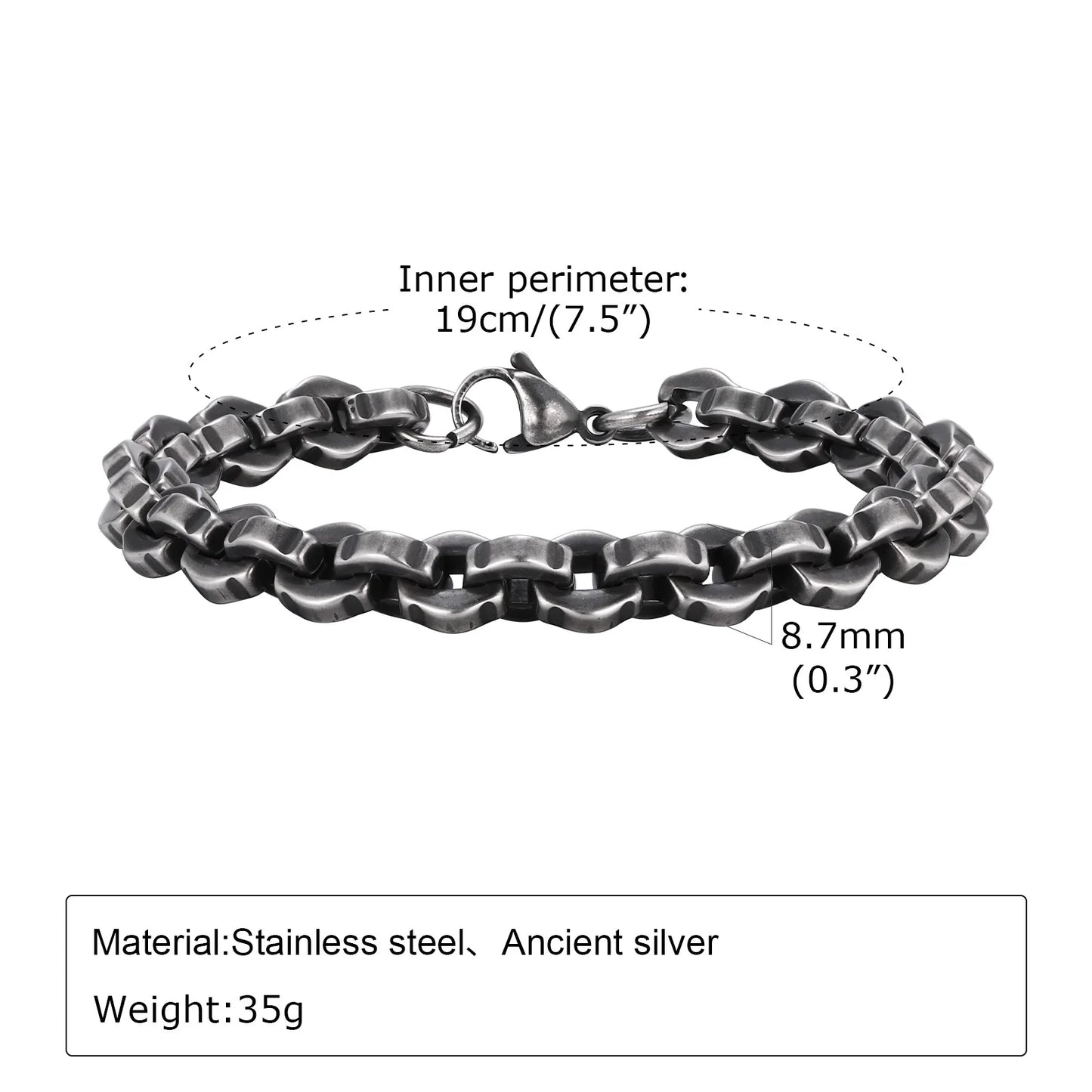 Vintage Chain Bracelets for Men, Boys. Byzantine Stainless Steel Braided Link Wristband,Retro Jewelry for any occasion but PERFECT FATHERS DAY Gift
