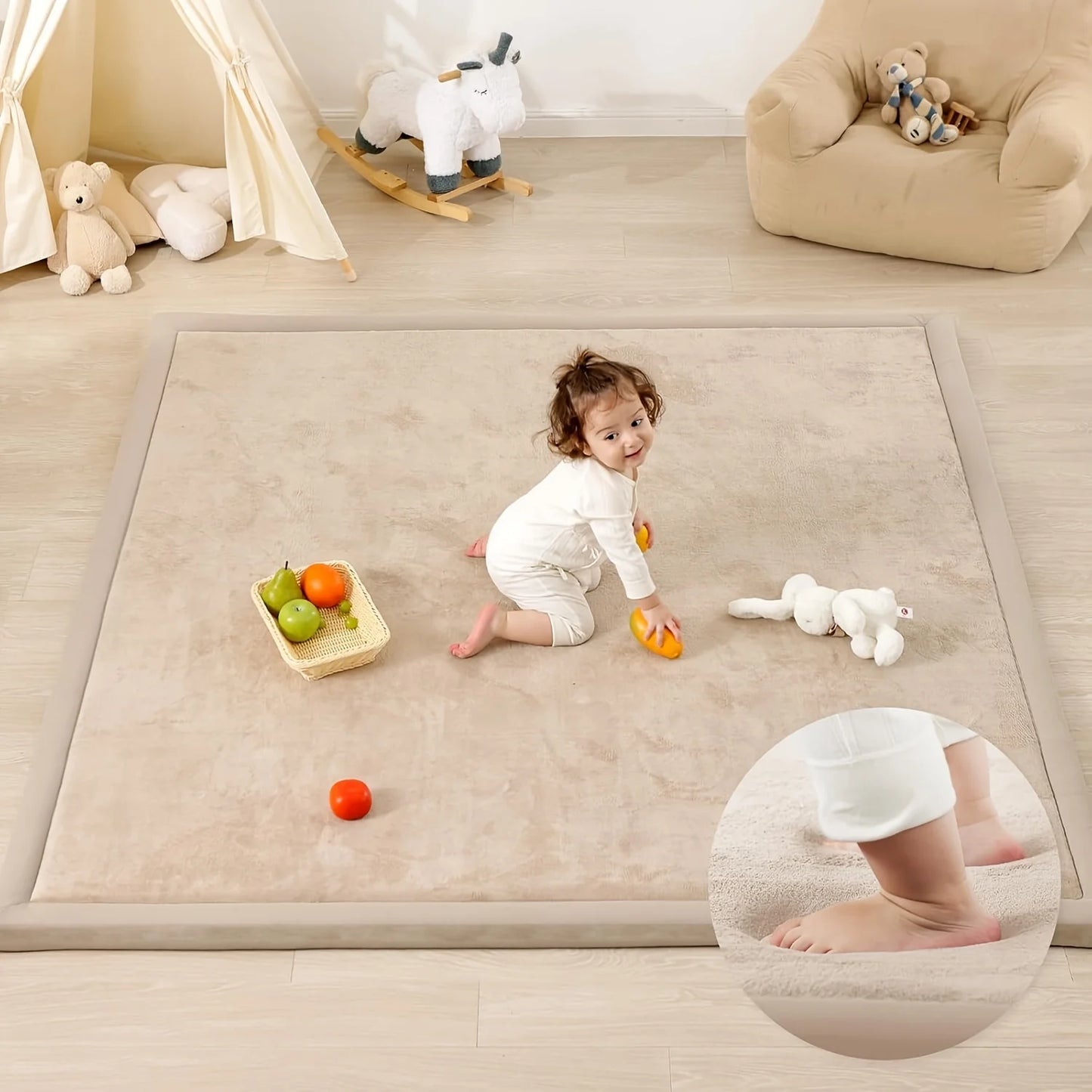 Carpet For Floor 3cm Thick with Memory Foam.Playpen Mat With Non-slip Bottom For Living Room.Soft Velvet Minimalist Carpet