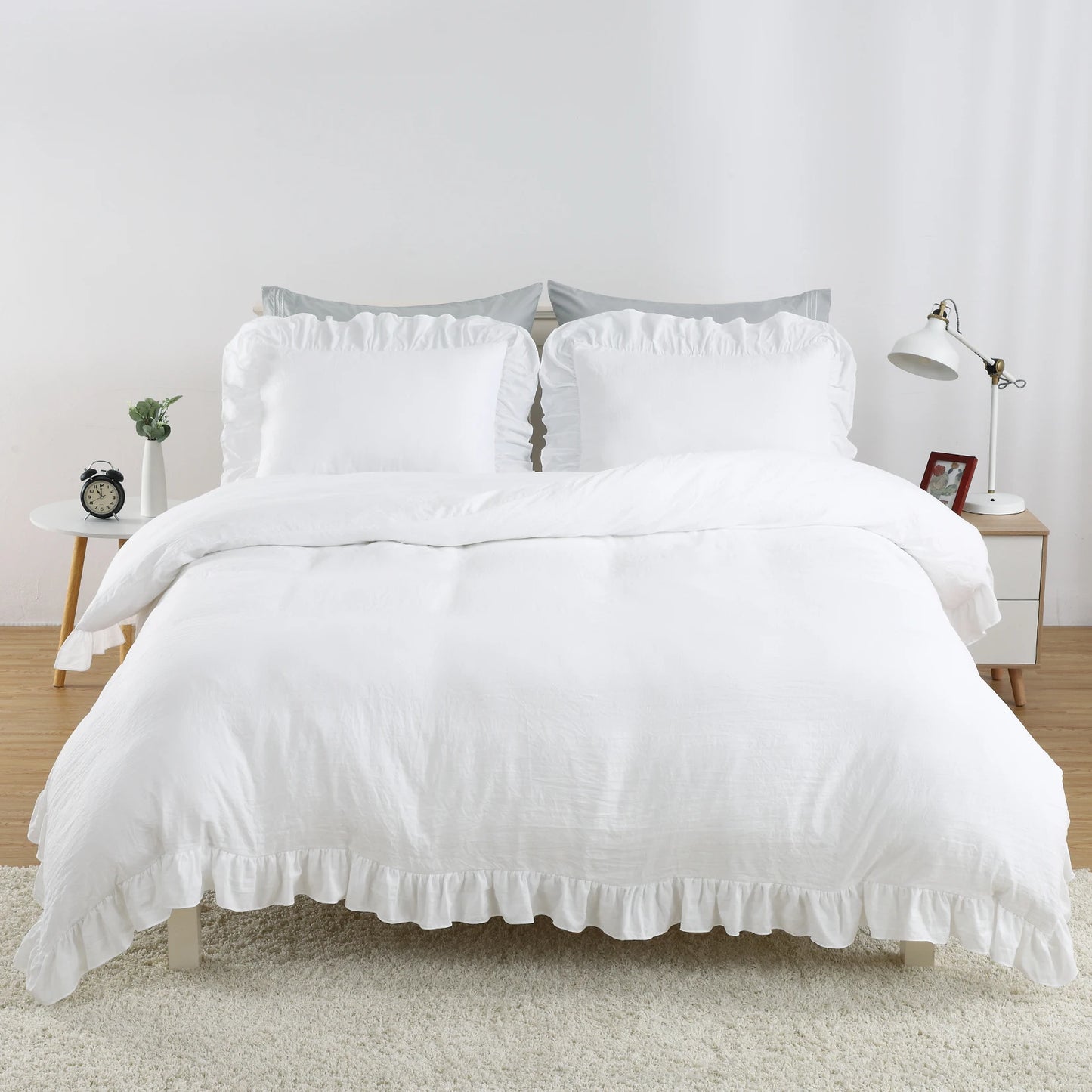 104"x90" Lotus Leaf Edge Bedding Duvet Cover Set + 2 Pillowcases