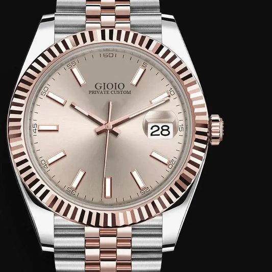 Men's and Womens Luxury Watches. Stainless Steel, in Gold, Black, Blue and White with Diamond Dial.