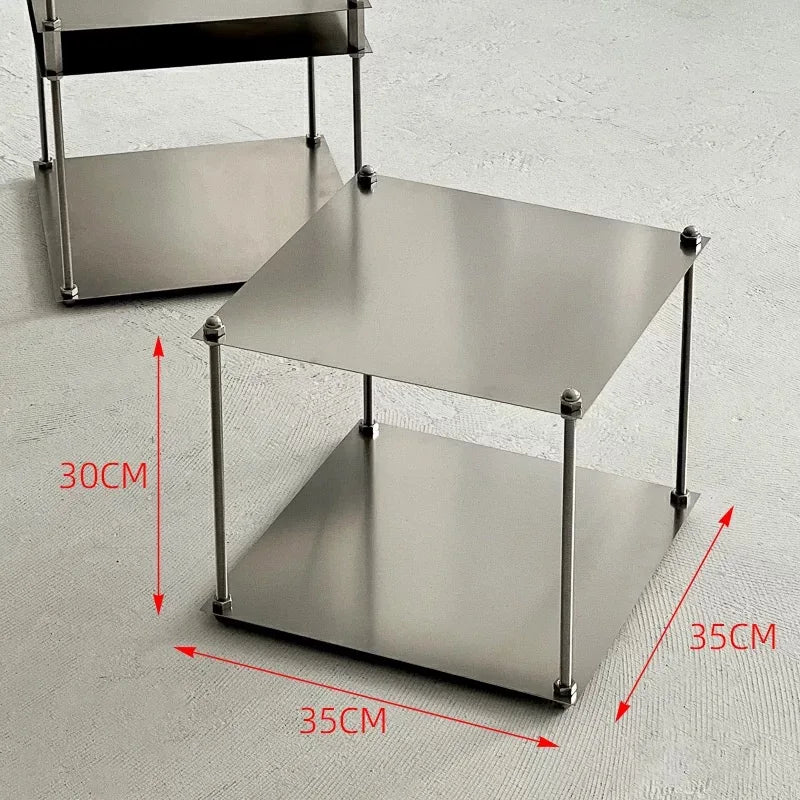 Stainless Steel Metal Modular Storage Rack Floor Stand. Living Room Edge Bedside Table, Simple Edge Coffee, Movable Corner