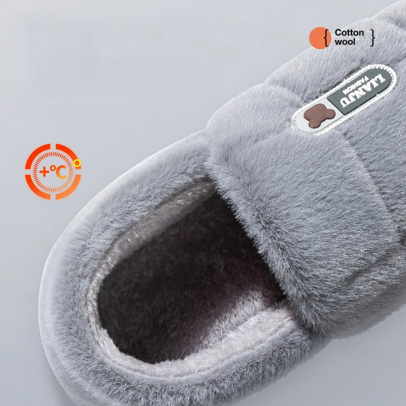 Big Size (50 51) Winter Slippers  for Women and Men. Thick Sole Indoor,  Non-Slip Flat Platform.