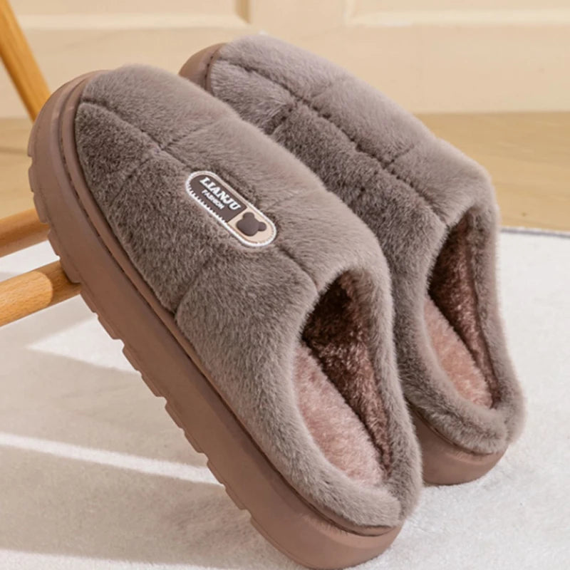 Big Size (50 51) Winter Slippers  for Women and Men. Thick Sole Indoor,  Non-Slip Flat Platform.