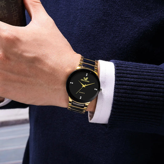 Great Looking Quartz Watch for Men, Black dial, mens business watch