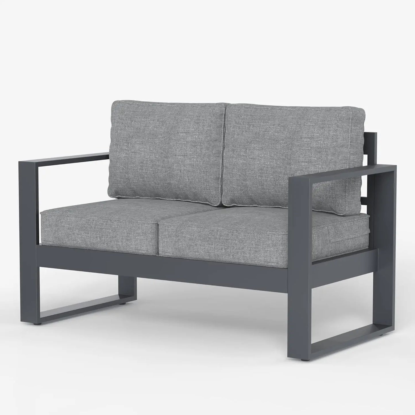 Outdoor Patio, Aluminum Chair, Modern Armchair Set of 2 with Washable Thick Cushions