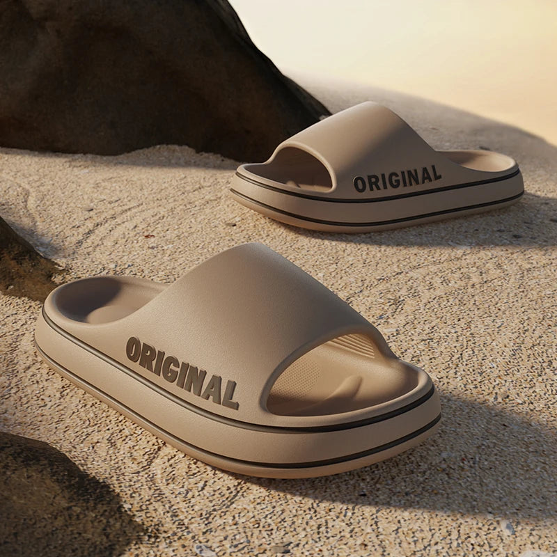 Womens " Letter " Slippers, Beach Slides  IN Solid Colors.  Mens Thick Sole Indoor Bathroom Anti Slip Shoes, Summer Sandals