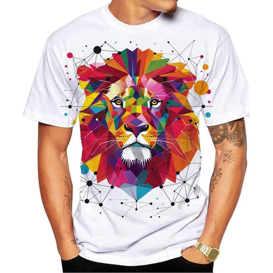 New Fashion Men's and Women's, Kids O Neck 3D HD Printed Geometric Lion Pattern T-shirt. Street Style, Unisex Fashion Top 100-6XL