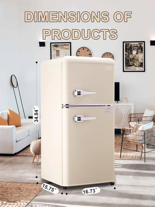 3.2 Cu.ft Compact  Mini Fridge with Freezer, Retro Design and Small Drink Chiller for Home, Office