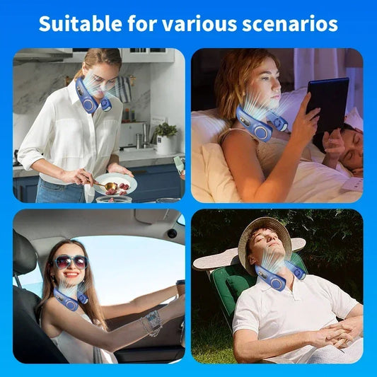 Neck Fan Rechargeable, Personal Portable Fan, Battery Operated, Hands Free Wearable USB Neck Cooling Fan for Indoor /Outdoor. White is least available....HURRY!!! BLACK is MOST Available.