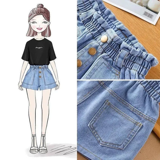 Shorts for Girls. Blue, All-matching , Children Denim Skirt, Pants, Fashion Jeans, Summer Casual Teen Short Pants (10 /12 /14 Years)