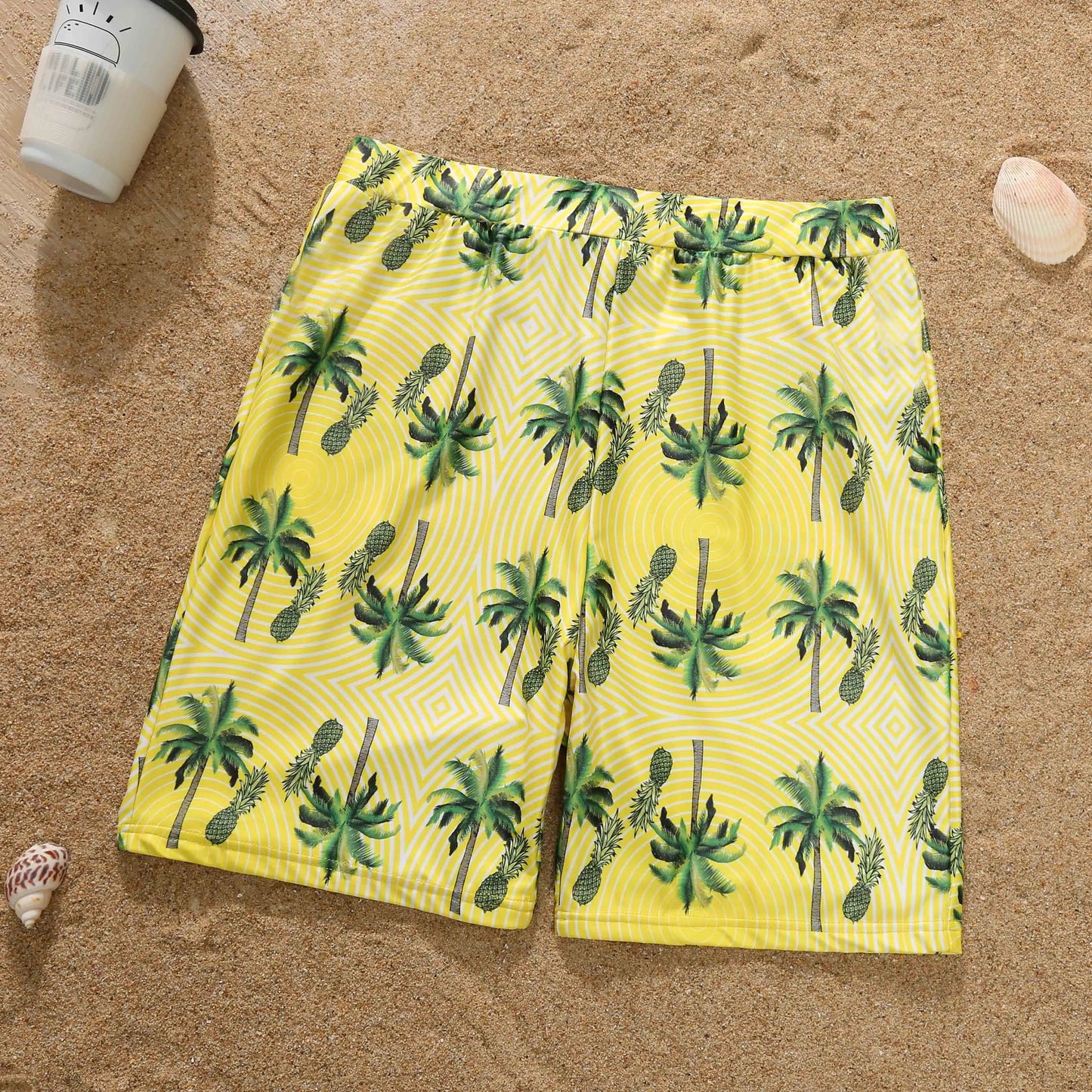 Matching Family Outfits,. Coconut Tree Print Holiday Look. Beachwear for Adults/ Kids. Swimsuits for Women /Girls. One-piece Suit for Men /Boys Shorts