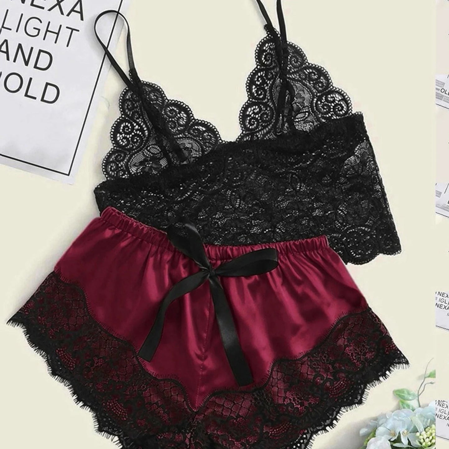 Sexy Pajamas for Women.  2 Pieces Top and. Shorts Set.