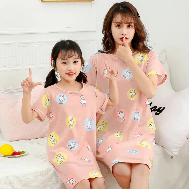 New Women's Nightgown Children's Clothing Cotton Home Casual  For Girls Kids Sleepwear