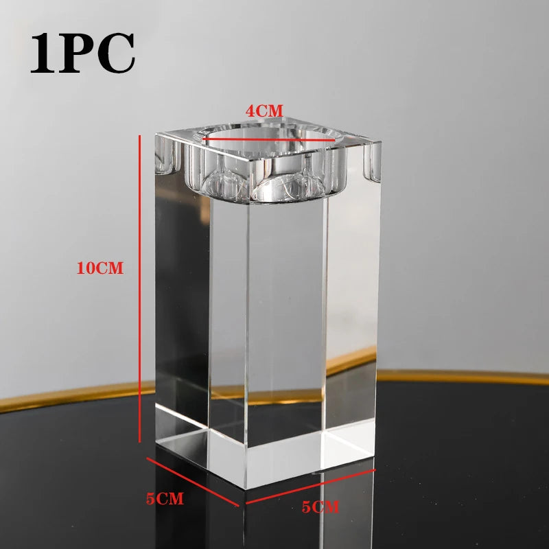 Crystal Glass Candle Holder for Creative Dining, Home Wedding, Table Decorations, Party, Desktop, Modern Romantic Candle