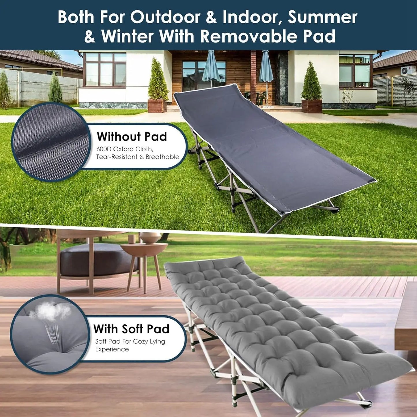 Foldable Portable Bed, Outdoor Garden Lounge Chair with Pearl Foam Mattress.  Great item for summer and Company.   ONE CHOICE so don't wait.  Not too many left but if you quick  I'm sure you'll get one.!!!!!