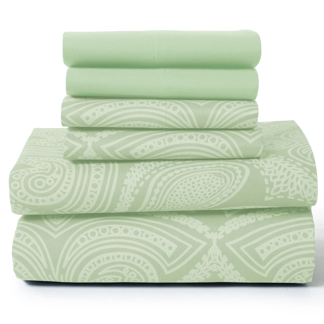LUX Décor Paisley Sheet Set – 6 Piece Ultra-Soft Microfiber Bed Sheets with Flat Sheet, 16 Inch Deep Pockets for Fitted Sheet