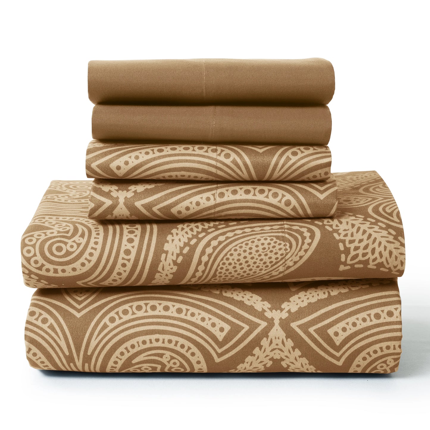 LUX Décor Paisley Sheet Set – 6 Piece Ultra-Soft Microfiber Bed Sheets with Flat Sheet, 16 Inch Deep Pockets for Fitted Sheet