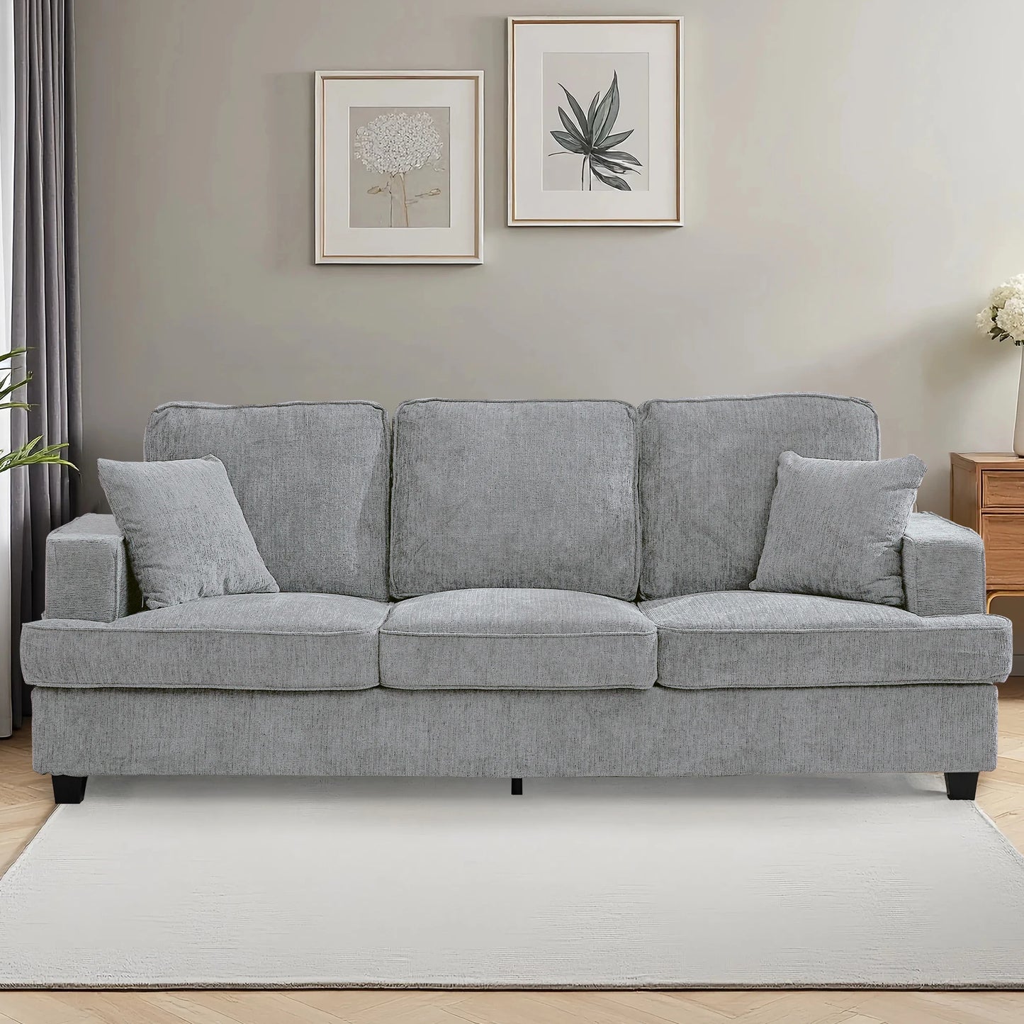 Sofa for Living Room, 89 inch Cloud Sofa in Chenile with Extra Comfy Soft Seats, Modern 3 Seater Sofas for Bedroom