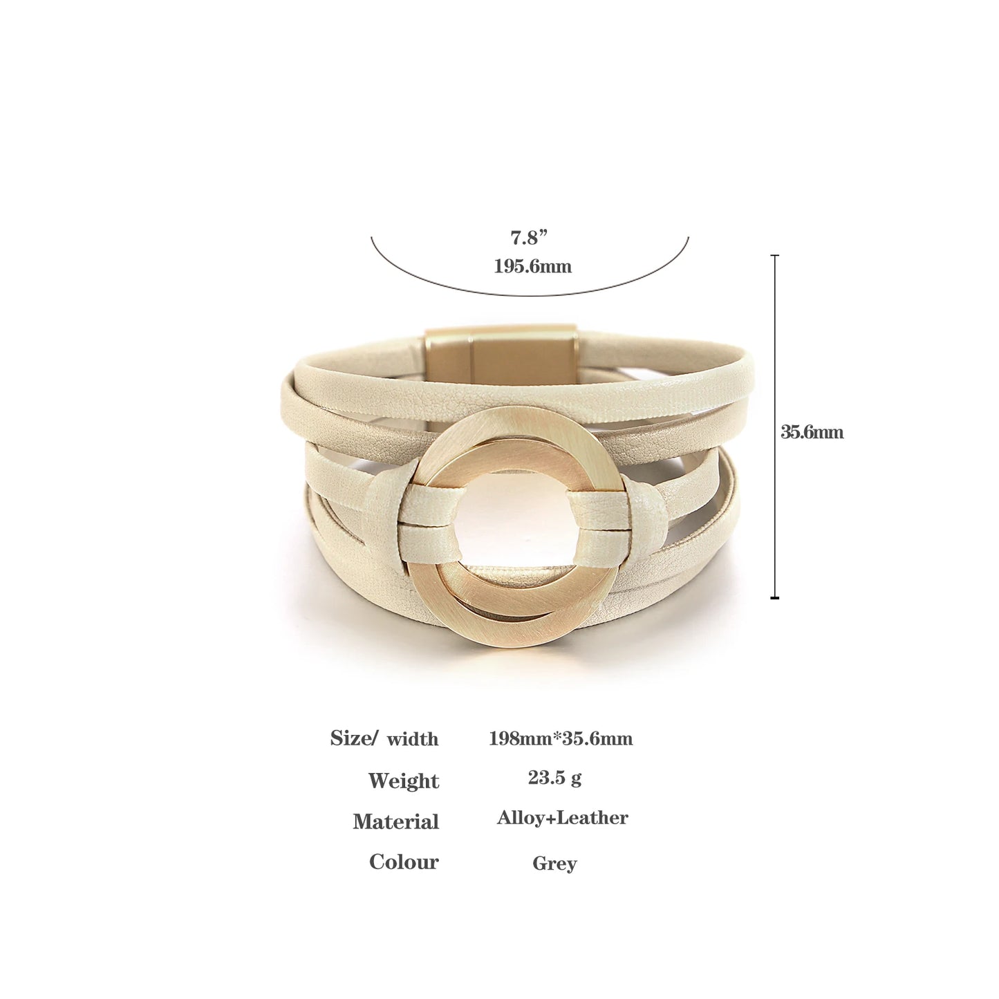 Genuine Leather Bracelets for Women/ Men Fashion.   Round Hollow Circles Charm Wrap Bracelet Bangle Female Jewelry Gifts.  BROWN is gone.  The other 3 colors are good to go.  BLACK//GREEN//GRAY, OK!!!  7.8 inches on this bra