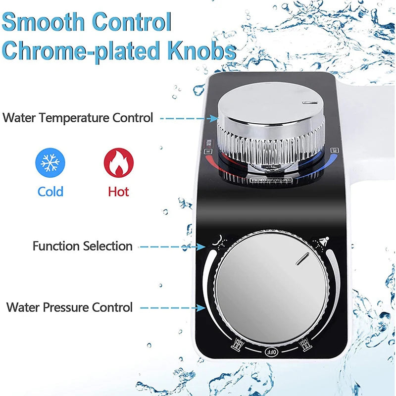 Bidet Toilet Seat Attachment Non-Electric Self-Cleaning Dual Nozzles Wash Hot Cold Mixer Water Lady Bathroom Accessories Sprayer