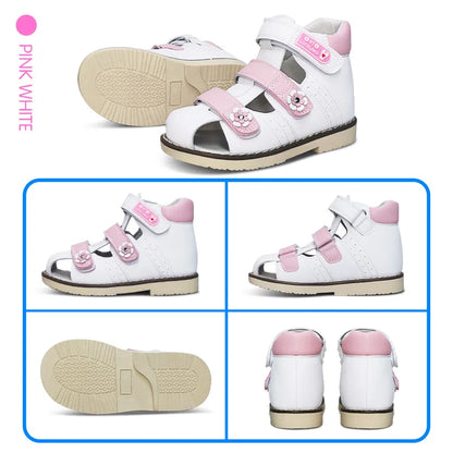 Childrens,   Girl Shoes,  Princess Orthopedic Pink Sandals For Kids,  Toddlers,  Leather Footwear With Orthotic Insoles