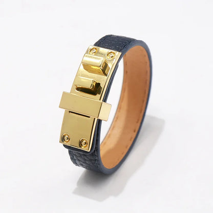 Lychee Pattern,  Glossy Bracelets.   Belt Buckle PU Leather for Women / Men.   Multicolor Couple Bangles. Fashion Top Jewelry.  Great Looking Bracelet. As I write, All Colors are Good EXCEPT BLACK.