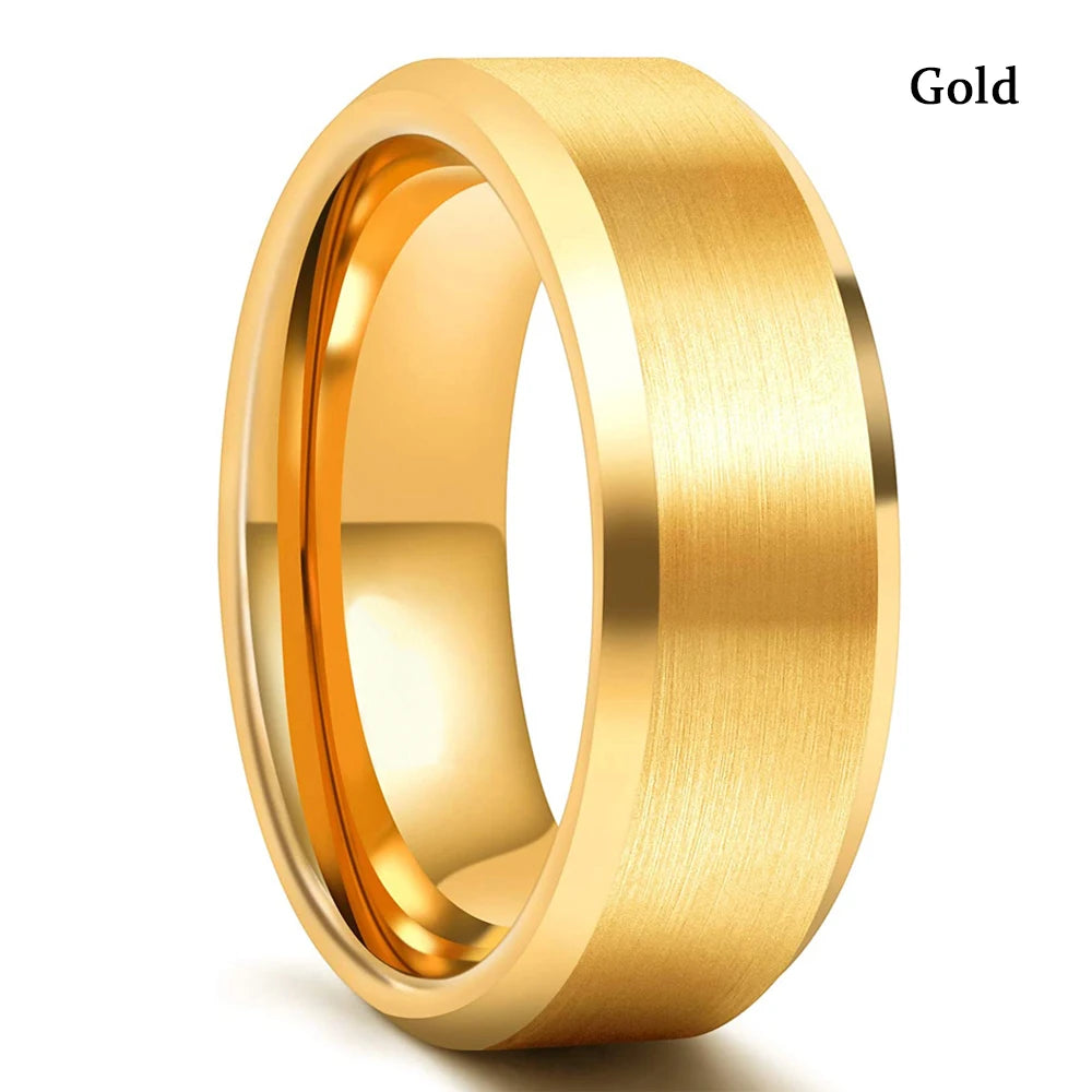 Fashion 8mm Red Groove Beveled Edge Stainless Steel Celtic Dragon Rings.  Perfect for FATHERS DAY with Zircon Inlay, Carbon Fibre Ring for Mens Wedding Band, Couples Gift