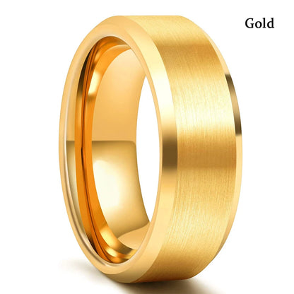 Fashion 8mm Red Groove Beveled Edge Stainless Steel Celtic Dragon Rings.  Perfect for FATHERS DAY with Zircon Inlay, Carbon Fibre Ring for Mens Wedding Band, Couples Gift