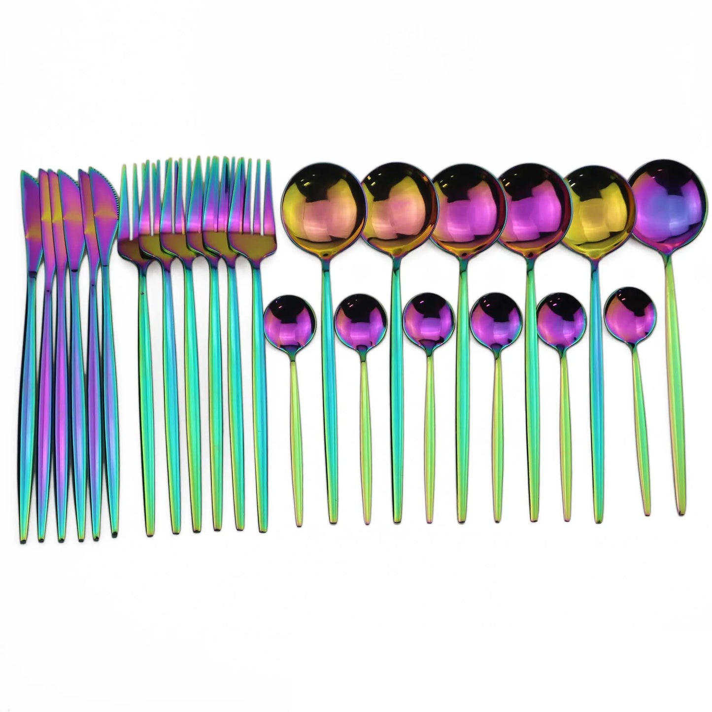 24pcs Gold Dinnerware, Stainless Steel Tableware,  Set with Knife, Fork,  Spoon, Flatware Set, Dishwasher Safe, Silverware Cutlery Set