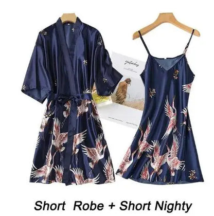 Women Rayon 2PCS Robe Set Bride Bridesmaid Wedding Robe Gown Lace Sexy Kimono Bathrobe Night Dress Casual Nightgown Sleepwear