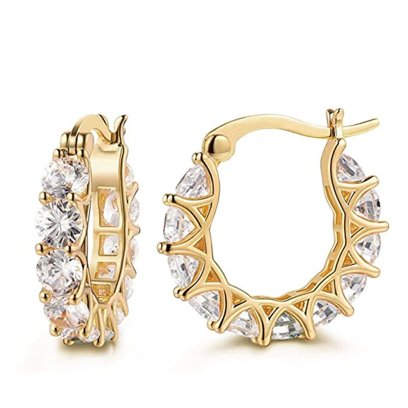 ,.Full Paved Crystal CZ Hoop Earrings for Women.  A  Dazzling Accessory  Gift for MOTHERS DAY,  Wedding Party,  Birthday Gift, Statement Jewelry