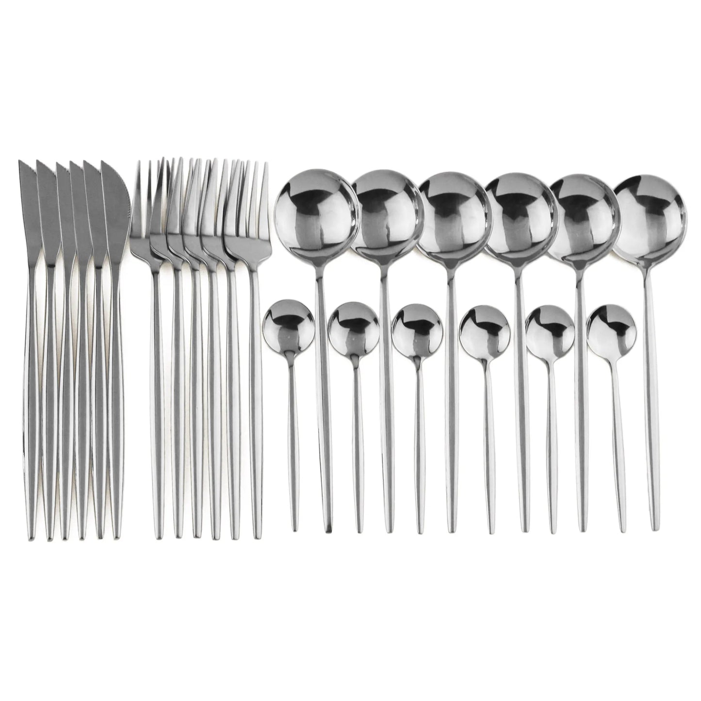 24pcs Gold Dinnerware, Stainless Steel Tableware,  Set with Knife, Fork,  Spoon, Flatware Set, Dishwasher Safe, Silverware Cutlery Set
