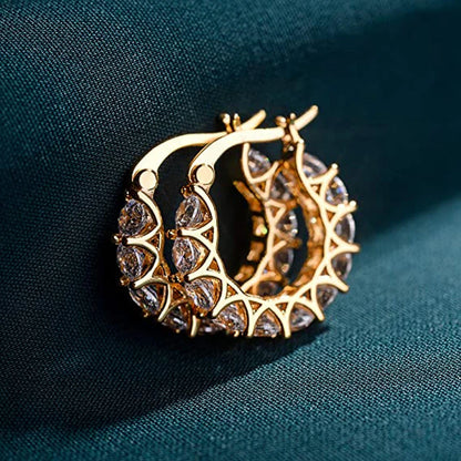 ,.Full Paved Crystal CZ Hoop Earrings for Women.  A  Dazzling Accessory  Gift for MOTHERS DAY,  Wedding Party,  Birthday Gift, Statement Jewelry