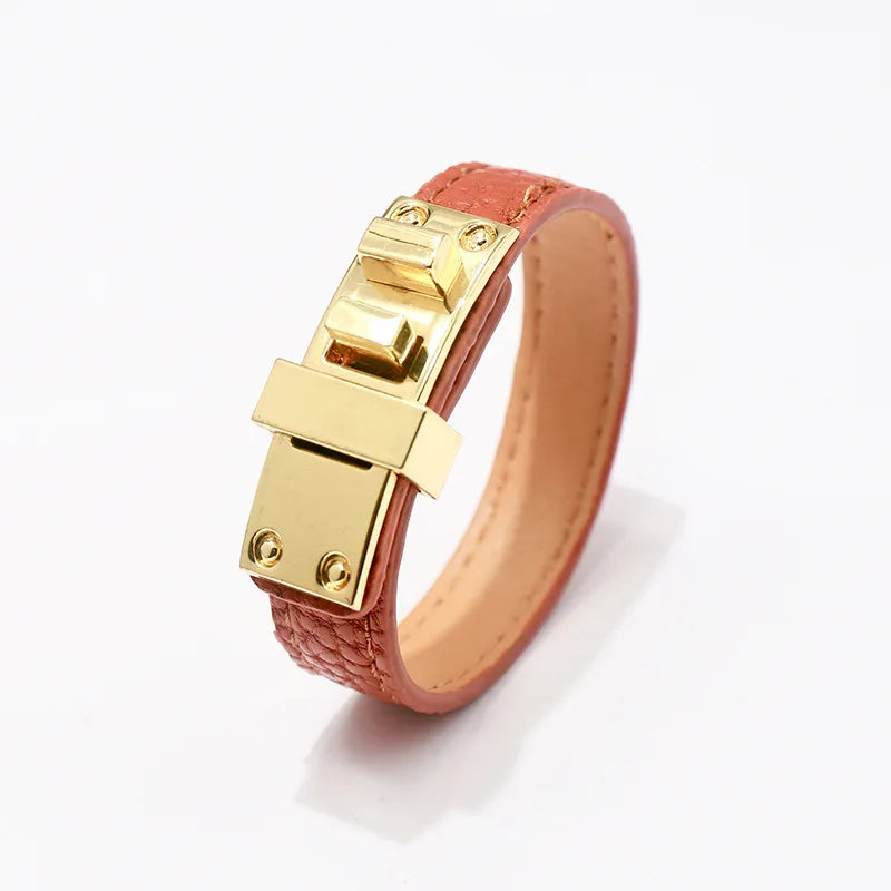 Lychee Pattern,  Glossy Bracelets.   Belt Buckle PU Leather for Women / Men.   Multicolor Couple Bangles. Fashion Top Jewelry.  Great Looking Bracelet. As I write, All Colors are Good EXCEPT BLACK.