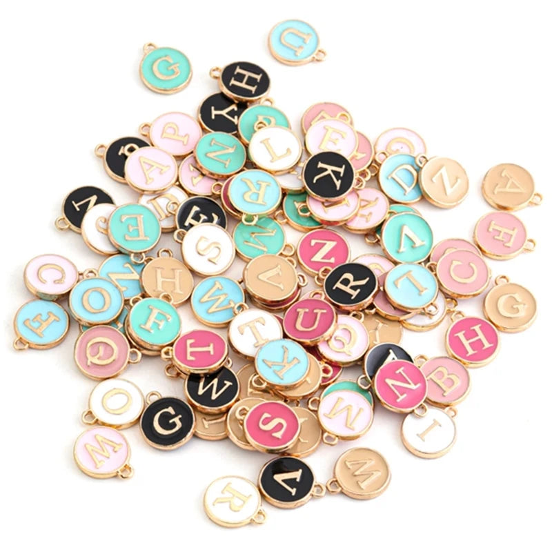 New 12-14mm A-Z Letter Charms,  Enamel Charms,  Alphabet Initial Letter,  Handmade Pendant For Diy Bracelet,  Jewelry Making
