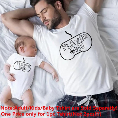 Player 1 Player 2 Matching Family Clothes /Father Mother Kids Tshirts, Dad, Son Matching, Family Look- alike Clothes