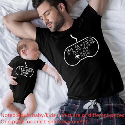 Player 1 Player 2 Matching Family Clothes /Father Mother Kids Tshirts, Dad, Son Matching, Family Look- alike Clothes