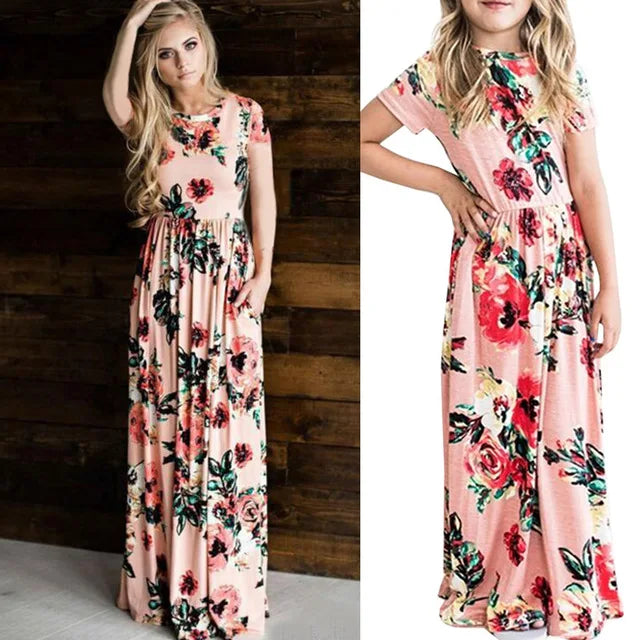 Summer Mommy and Me Family Matching  Clothing.  Mother/ Daughter Flower Dresses.  Mom Dress,  Kids, Child Outfit,  Baby Girl Clothing