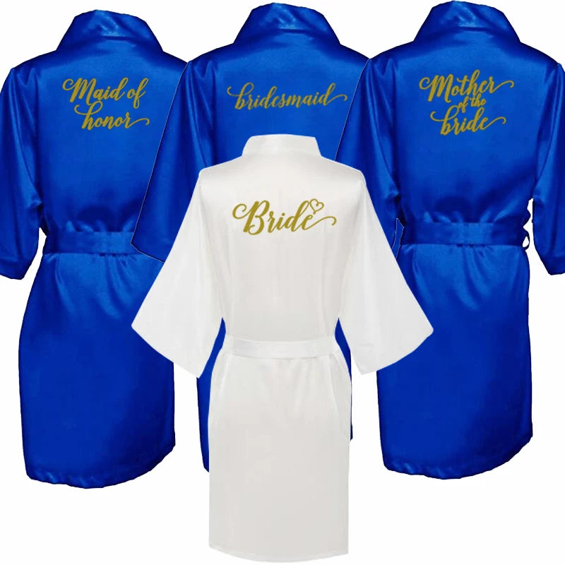Satin Silk Robes Plus Size,  Wedding Bathrobe,  Bride,  Bridesmaid,  Mothers Maid of Honor,  Royal blue