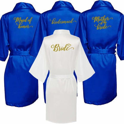 Satin Silk Robes Plus Size,  Wedding Bathrobe,  Bride,  Bridesmaid,  Mothers Maid of Honor,  Royal blue