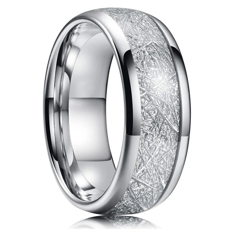 Fashion 8mm Red Groove Beveled Edge Stainless Steel Celtic Dragon Rings.  Perfect for FATHERS DAY with Zircon Inlay, Carbon Fibre Ring for Mens Wedding Band, Couples Gift