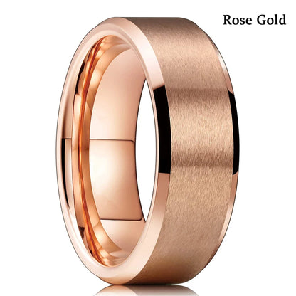 Fashion 8mm Red Groove Beveled Edge Stainless Steel Celtic Dragon Rings.  Perfect for FATHERS DAY with Zircon Inlay, Carbon Fibre Ring for Mens Wedding Band, Couples Gift