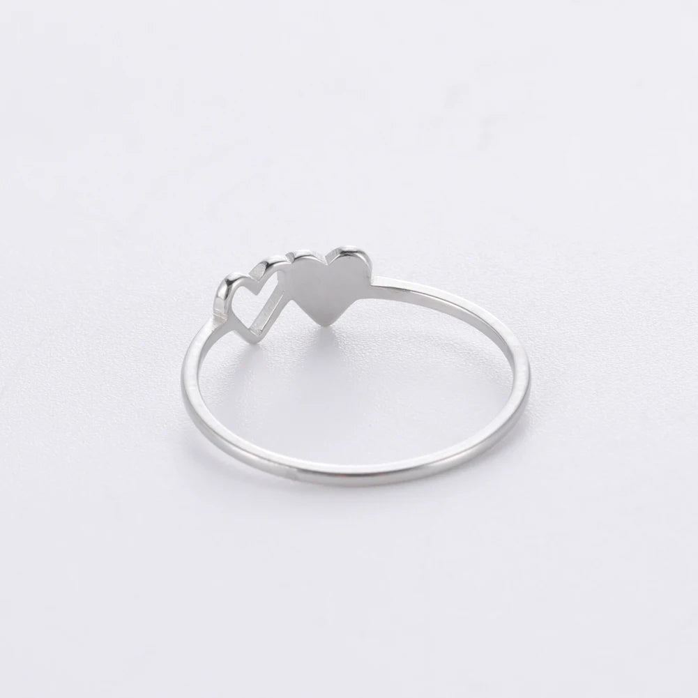 Initial Letter Ring for Women.  Stainless Steel A-Z Alphabet Double Heart Rings for Fashion Wedding  gift, Valentine's Day