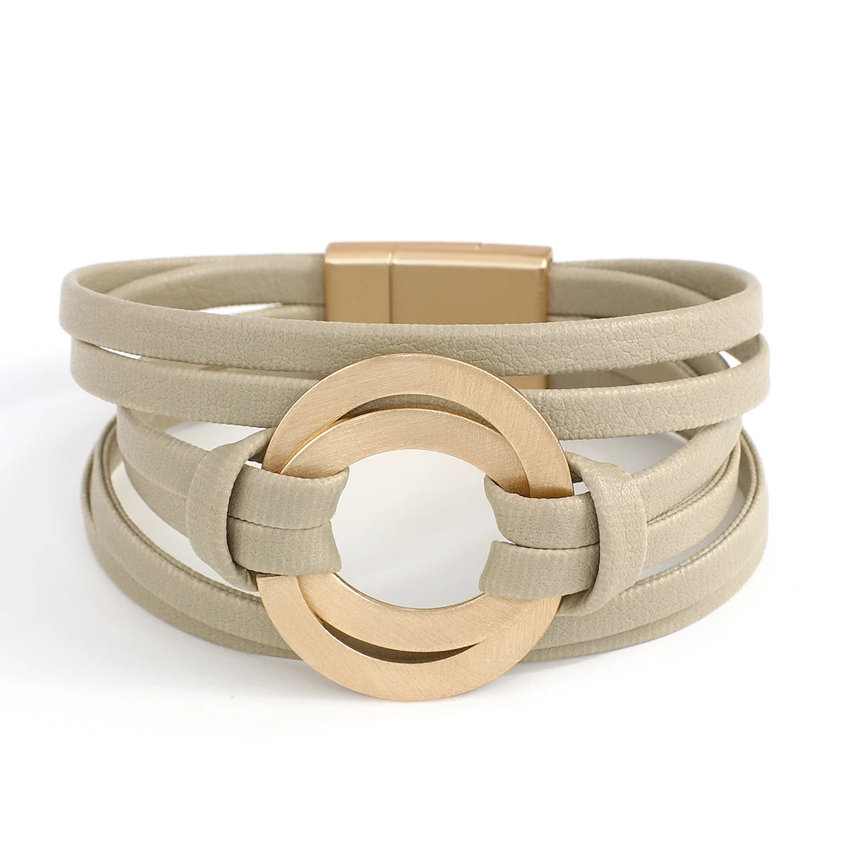 Genuine Leather Bracelets for Women/ Men Fashion.   Round Hollow Circles Charm Wrap Bracelet Bangle Female Jewelry Gifts.  BROWN is gone.  The other 3 colors are good to go.  BLACK//GREEN//GRAY, OK!!!  7.8 inches on this bra